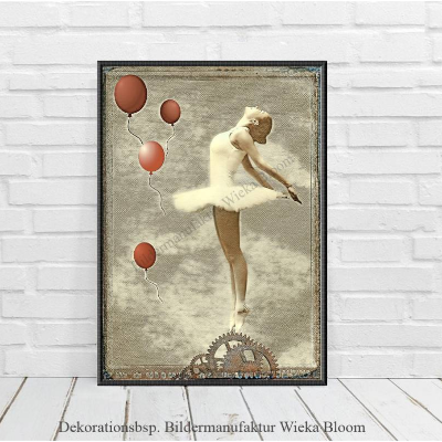Tänzerin Ballons im VintageStyle DIGITALES BILD ZUM DOWNLOAD & DRUCKEN Wanddeko Poster Karte Geschenkidee günstig kaufen