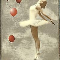 Tänzerin Ballons im VintageStyle DIGITALES BILD ZUM DOWNLOAD & DRUCKEN Wanddeko Poster Karte Geschenkidee günstig kaufen Bild 2
