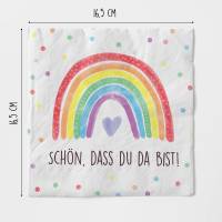 Servietten für Geburtstage, Partys Taufen und Feiern – 20 Stück – 33 x 33 cm | Motiv: Regenbogen Bild 3