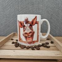 Oh, Happy Day, Keramik Tasse mit lachendem Esel, Kaffeetasse 330 ml Bild 1