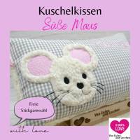 Namenskissen Taufkissen Kuschelkissen Kindergartenkissen Geburtsgeschenk  Schmusekissen Maus Mäuschen Mäuse Bild 2