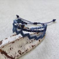bezauberndes Makramee Armband 3in1 in Blautönen mit Keramik- und Kunststoffperlen Bild 2