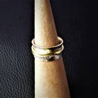 Ring aus 925 Silber und 585 Gold besetzt mit Diamanten Meditations-Ring oder Spiele-Ring Bild 3