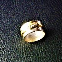 Ring aus 925 Silber und 585 Gold besetzt mit Diamanten Meditations-Ring oder Spiele-Ring Bild 4