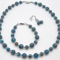 Set Schmuckset Kette Armband und Ohrringe Blauer Malachit (781) Bild 1