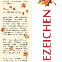 10 Lesezeichen Herbstfarben, 5 Motive sortiert, Buchzeichen passend zur Herbstzeit mit Herbst-Gedicht Bild 3