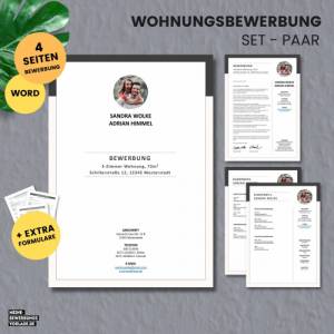Wohnungsbewerbung - Wohnung Bewerbung - Bewerbungsvorlage Wohnung Paare + Formulare - Deutsch - Word + Pages Nr. 1 Bild 1