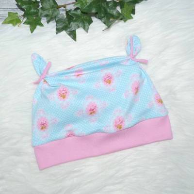 Ohrenmütze, Babymütze, Mütze, Gr.47-49cm KU, Rosen