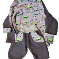 Wollwalkjacke Wendejacke Kapuze und Wollwalkhose Kombi Anzug bestickt Baby Kinder Handmad Bild 1