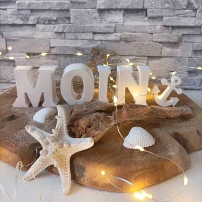 Moin Schriftzug aus Raysin – Maritime Deko mit Anker für dein Zuhause