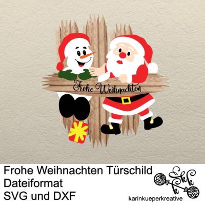 Plotterdatei Frohe Weihnachten Türschild