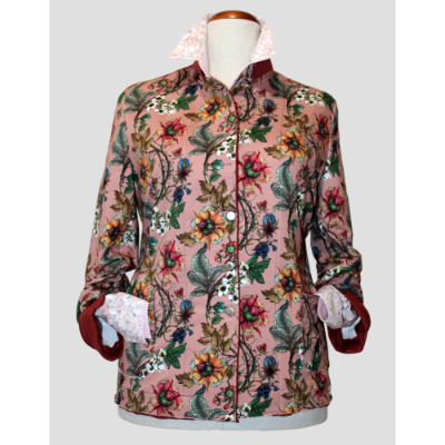 Damen Sweatshirt Blazer | Blumen Buket | Bund/Terracotta