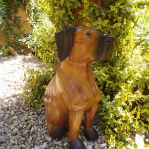 Hund Holzhund Boxer Geschnitzt Türstopper Landhaus Cottage Bild 1