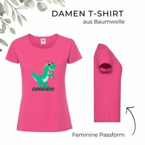 T-Shirt Damen- Shirt Damen mit einzigartigen Prints aus Baumwolle ,,Coffeesaurus" Bild 1