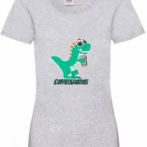 T-Shirt Damen- Shirt Damen mit einzigartigen Prints aus Baumwolle ,,Coffeesaurus" Bild 4