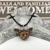 Halskette mit Sphynx Katze Anhänger aus Keramik, Gothic Schmuck, okkulte Halsschmuck Bild 2
