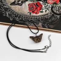 Halskette mit Sphynx Katze Anhänger aus Keramik, Gothic Schmuck, okkulte Halsschmuck Bild 3