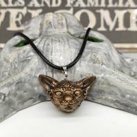 Halskette mit Sphynx Katze Anhänger aus Keramik, Gothic Schmuck, okkulte Halsschmuck Bild 5