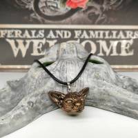 Halskette mit Sphynx Katze Anhänger aus Keramik, Gothic Schmuck, okkulte Halsschmuck Bild 7