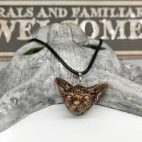 Halskette mit Sphynx Katze Anhänger aus Keramik, Gothic Schmuck, okkulte Halsschmuck Bild 8