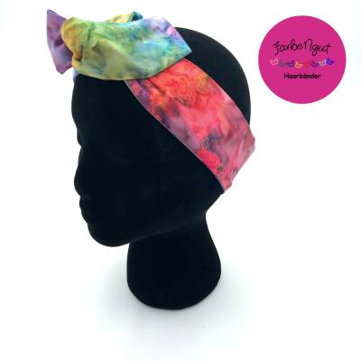Haarband mit Draht - Batik-Bunt Design