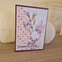 Geburtstagskarte / süßer Hase / Blumen / handgemacht / einzigartig / Geschenk / Bunt Bild 2