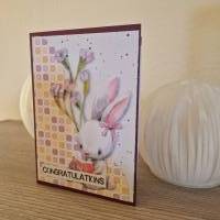 Geburtstagskarte / süßer Hase / Blumen / handgemacht / einzigartig / Geschenk / Bunt Bild 3