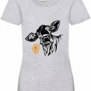 T-Shirt Damen- Shirt Damen mit einzigartigen Prints aus Baumwolle ,,Kuh" Bild 3