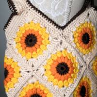 Sunflower-Bag, Granny-Square-Tasche mit Baumwollgarn gehäkelt, trendige Tasche, Granny-Square-Bag Bild 3