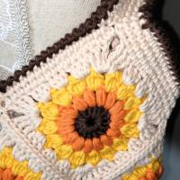 Sunflower-Bag, Granny-Square-Tasche mit Baumwollgarn gehäkelt, trendige Tasche, Granny-Square-Bag Bild 5