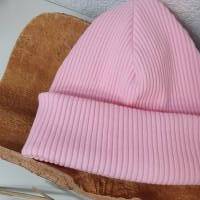 Skullmütze Erwachsener rosa - Hipsterbeanie Kinder - Skatermütze Rip Jersey grob Bild 2