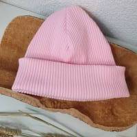 Skullmütze Erwachsener rosa - Hipsterbeanie Kinder - Skatermütze Rip Jersey grob Bild 4