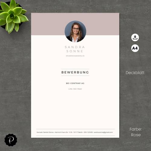 Bewerbungsvorlage deutsch, Lebenslauf Vorlage für Word, Moderner Lebenslauf, Anschreiben, Deckblatt, Motivationsschreibe