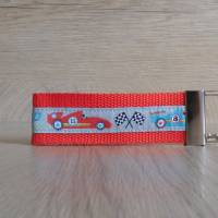 Schlüsselband Schlüsselanhänger grau rot  Autorennen Rennauto Auto kleines Geschenk Kinder Bild 1