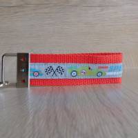 Schlüsselband Schlüsselanhänger grau rot  Autorennen Rennauto Auto kleines Geschenk Kinder Bild 2