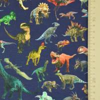 ♕ Jersey grau-melange oder marine mit Dinosaurier T-Rex Dino Stenzo 50 x 150 cm Nähen Stoff ♕ Bild 10
