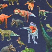 ♕ Jersey grau-melange oder marine mit Dinosaurier T-Rex Dino Stenzo 50 x 150 cm Nähen Stoff ♕ Bild 8