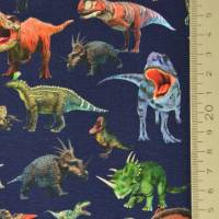 ♕ Jersey grau-melange oder marine mit Dinosaurier T-Rex Dino Stenzo 50 x 150 cm Nähen Stoff ♕ Bild 9