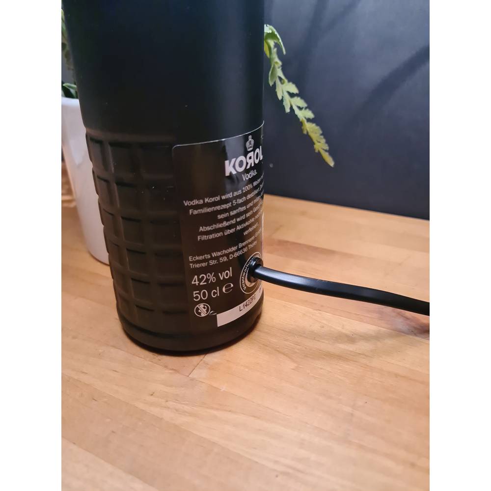 Korol Vodka Black Edition Flaschenlampe 0,50 L , Bottle Lamp -
