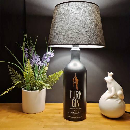 TURM GIN Limited Edition 0,70 L Flaschenlampe, Bottle Lamp - Handmade UNIKAT Upcycling