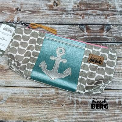 Federmäppchen mit Anker türkis grau pink silber