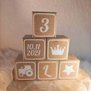 Holz Buchstabenwürfel, Würfel mit Buchstaben, Würfel Buchstaben, Würfel, Geburtstag Kinder Deko, Geburtstag Würfel Bild 1