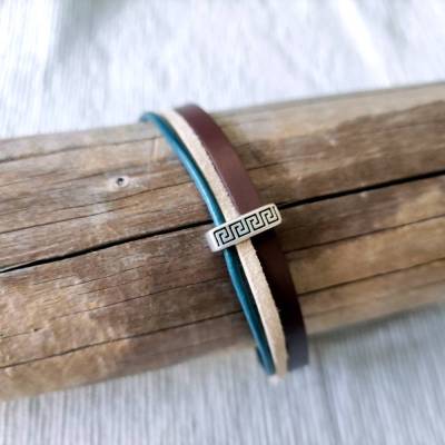 Leder Armband 3-teilig mit dezenter Schiebeperle