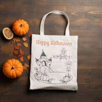 Bügelbild Happy Halloween (einfarbig) für Textilien in Wunschfarbe - Herbst DIY - Applikation zum aufbügeln Bild 2