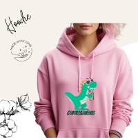 Hoodie Damen- Sweater mit Kängurutasche & einzigartigen Prints ,,Coffeesaurus'' Bild 1