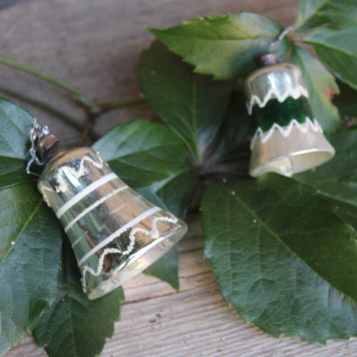 2 antike Glöckchen Christbaumkugeln Christbaumschmuck Glas Lauscha 20er 30er Jahre