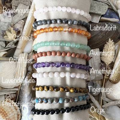 Sérénité - Edelstein-Armbänder (rund) 6 mm als tägliche Begleiter mit größenverstellbarem Band