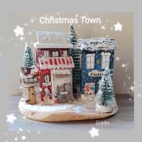 Deko-Holz-Weihnachtshäuser, handbemalt, "Christmas Town" Bild 1
