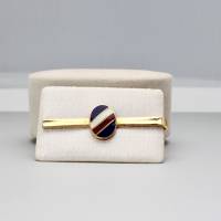 Vintage Krawattenklammer Krawattenhalter Krawattenspange Gold Farbe Oval Glasiert Herrenschmuck Hochzeit Bild 1