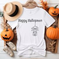 Bügelbild Happy Halloween mit Spinne für Textilien in Wunschfarbe - Herbst DIY - Applikation zum aufbügeln, Bild 2